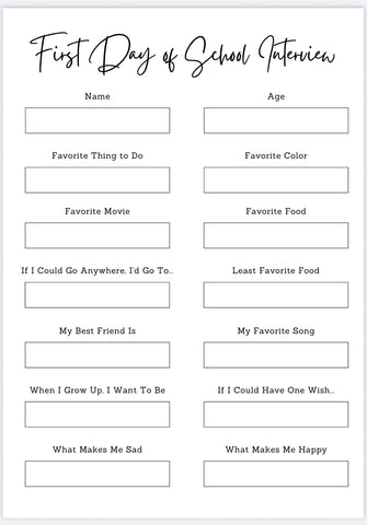 First Day of School FREE Interview Printable