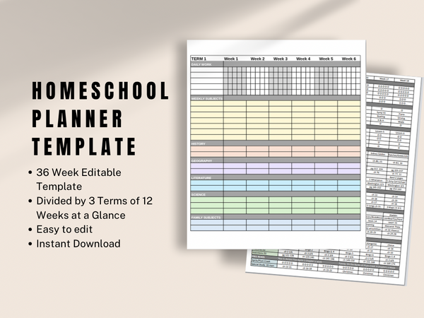 Homeschool Planning Excel Template